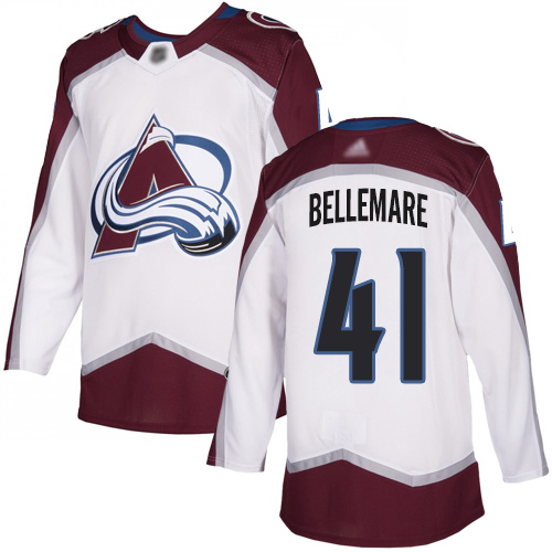 Adidas Colorado Avalanche 41 Pierre-Edouard Bellemare White Road Authentic Stitched Youth NHL Jersey